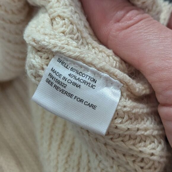 Evereve Cream Black Stripe Knit V Neck Collared Sweater Vest M Medium - Picture 3 of 4